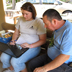 Theresa showing Jay mushrooms on computer -Pickett State Park